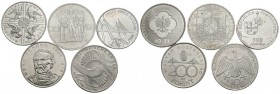 MONEDAS EXTRANJERAS. Conjunto de 5 monedas europeas de plata, de diferentes países (Alemania, Portugal, Checoslovaquia, Polonia y Hungría) fechas y mó...