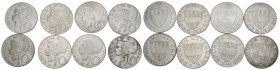 AUSTRIA. Magnífico conjunto de 8 Schilling de plata acuñados entre 1957 y 1973. Diferentes estados de conservación. A EXAMINAR