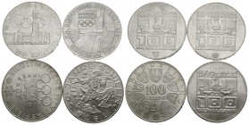 MONEDAS EXTRANJERAS. Interesante conjunto formado por 4 monedas de Austria de 100 Schilling de los años 1975 y 1976. Diferentes estados de conservació...