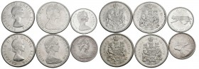 CANADA. Interesante conjunto compuesto por 6 monedas de plata de 25 y 50 cents de diferentes fehas así como estados de conservación. A EXAMINAR