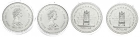 CANADA. Bonito conjunto de 2 estuches originales con sendas monedas de 1 Dollar Canadiense de 1977. SC.