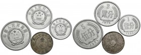 CHINA. Interesante conjunto formado por 4 monedas de 10 Cents y de 1, 2 y 5 Fen. Diferentes fechas y estados de conservación. A EXAMINAR.