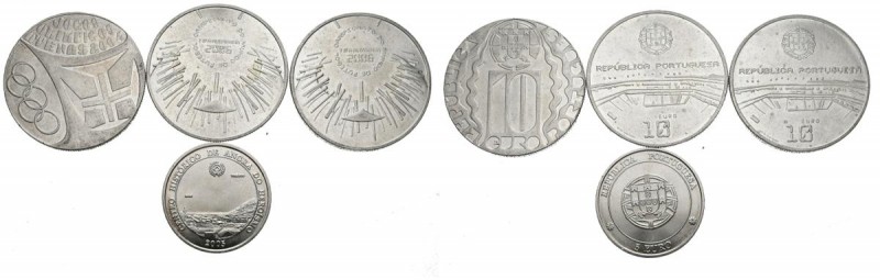 MONEDAS EXTRANJERAS. Conjunto de 4 monedas de plata de Portugal, 3 de 10 Euros y...