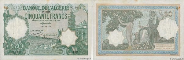 Country : ALGERIA 
Face Value : 50 Francs  
Date : 17 février 1937 
Period/Provi...
