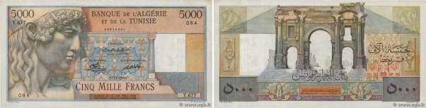 Country : ALGERIA 
Face Value : 5000 Francs  
Date : 07 novembre 1950 
Period/Pr...