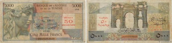 Country : ALGERIA 
Face Value : 50 NF sur 5000 Francs  
Date : 23 février 1956 
...