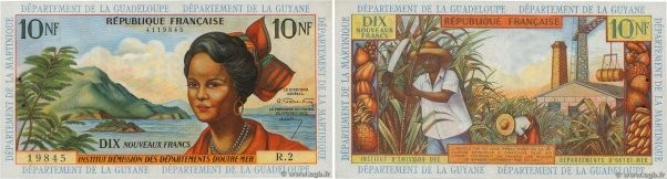 Country : FRENCH ANTILLES 
Face Value : 10 Nouveaux Francs  
Date : (1962) 
Peri...
