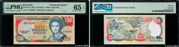 Country : BERMUDA 
Face Value : 50 Dollars Commémoratif 
Date : 12 octobre 1992 ...