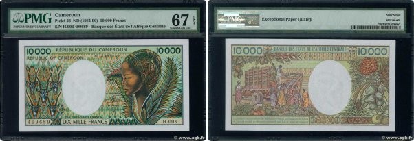 Country : CAMEROON 
Face Value : 10000 Francs  
Date : (1990) 
Period/Province/B...