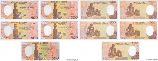 Country : CAMEROON 
Face Value : 500 Francs Lot 
Date : 1985-1990 
Period/Provin...