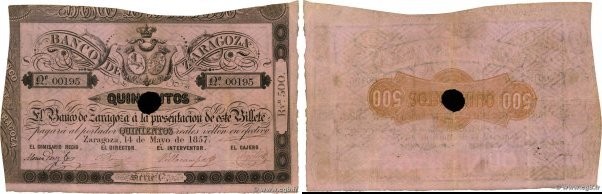 Country : SPAIN 
Face Value : 500 Reales De Vellon Annulé 
Date : 14 mai 1857 
P...