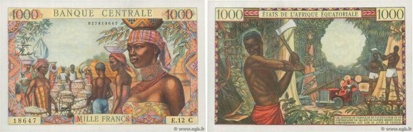 Country : EQUATORIAL AFRICAN STATES (FRENCH) 
Face Value : 1000 Francs  
Date : ...