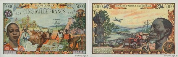 Country : EQUATORIAL AFRICAN STATES (FRENCH) 
Face Value : 5000 Francs  
Date : ...