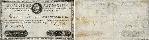 Country : FRANCE 
Face Value : 70 Livres  
Date : 29 septembre 1790 
Period/Prov...