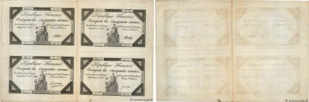 Country : FRANCE 
Face Value : 50 Livres Planche 
Date : 14 décembre 1792 
Perio...