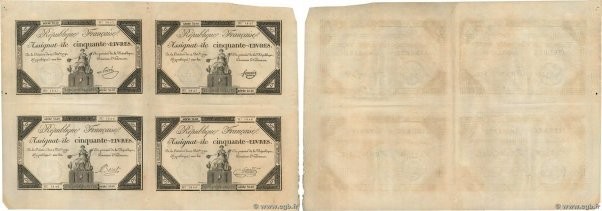 Country : FRANCE 
Face Value : 50 Livres Planche 
Date : 14 décembre 1792 
Perio...