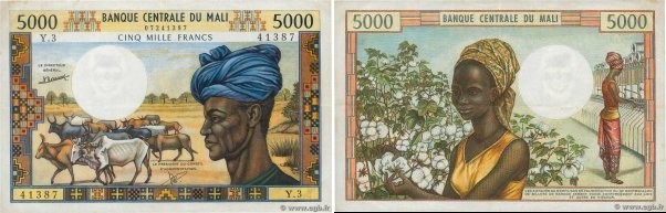 Country : MALI 
Face Value : 5000 Francs  
Date : (1972-1984) 
Period/Province/B...