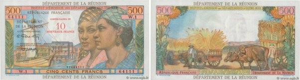 Country : REUNION ISLAND 
Face Value : 10 NF sur 500 Francs Pointe à Pitre  
Dat...