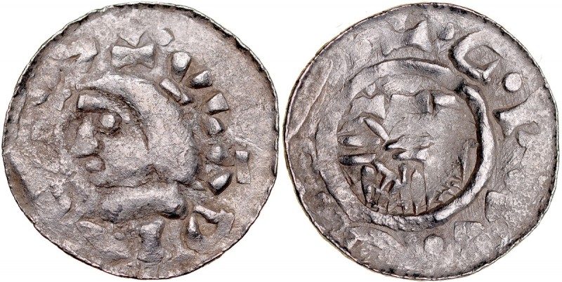 Władysław I Herman 1081-1102, Denar, Kraków, Av.: Mała głowa i napis otokowy, Rv...