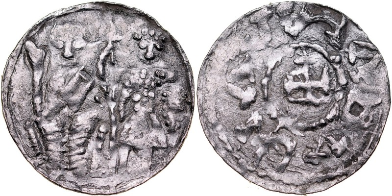 Bolesław III Krzywousty 1107-1138, Denar, Av.: Książę i Św. Wojciech, Rv.: Krzyż...