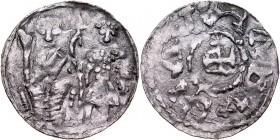 Bolesław III Krzywousty 1107-1138, Denar, Av.: Książę i Św. Wojciech, Rv.: Krzyż grecki, napis.