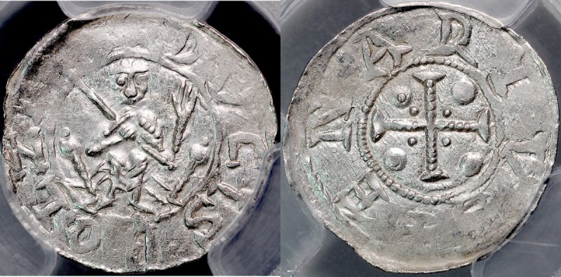 Bolesław III Krzywousty 1107-1138, Denar, Av.: Książę na tronie, napis: DVCIS BO...