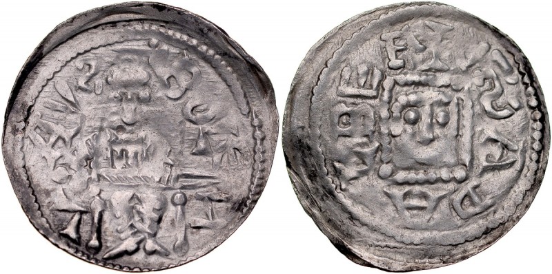 Bolesław IV Kędzierzawy 1146-1173, Denar, Av.: Książę z mieczem w majestacie, Rv...