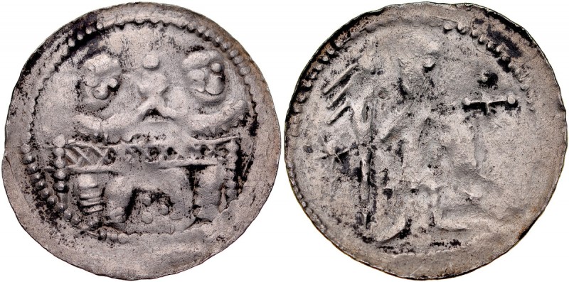Bolesław IV Kędzierzawy 1146-1173, Denar, Av.: Książęta za stołem, Rv.: Rycerz z...