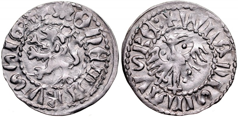 Władysław Jagiełło 1386-1434, Kwartnik ruski, Av.: Orzeł, RV.: Lew. Kop 3065, Gu...