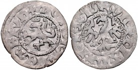 Władysław Jagiełło 1386-1434, Półgrosz lwowski, Av.: Kroczący lew, Rv.: Orzeł jagielloński.