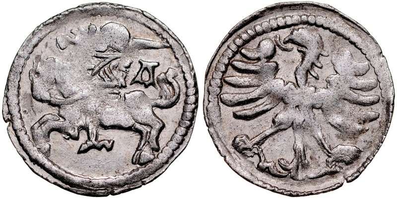 Aleksander Jagiellończyk, Denar, Av.: Pogoń, gotycka litera A. Kop. 3120, Gum.47...