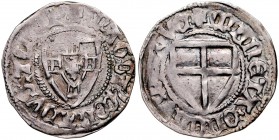 Konrad von Jungingen 1393-1407, Szeląg, Av.: Tarcza wielkiego mistrza, Rv.: Tarcza krzyżacka.