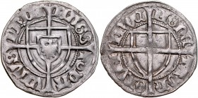 Paweł von Russdorf 1423-1441, Szeląg, Av.: Tarcza wielkiego mistrza, Rv.: Tarcza krzyżacka.