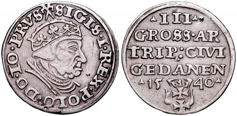 Zygmunt I Stary 1506-1548, Trojak 1540, Gdańsk. Kop. 7334, Iger G.40.1.e, Gum. 5...