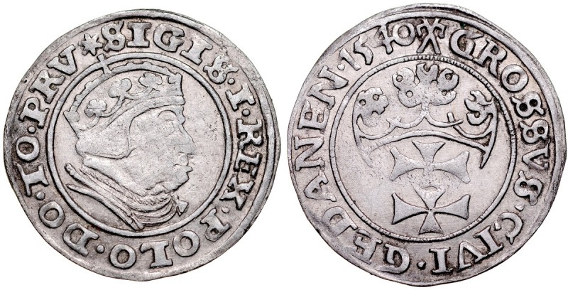 Zygmunt I Stary 1506-1548, Grosz 1538, Gdańsk. Kop. 732, Gum. 564, atrakcyjna, p...