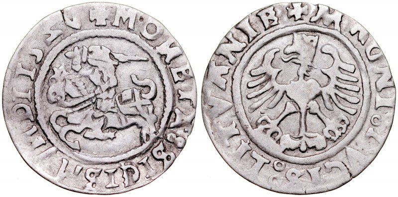Zygmunt I Stary 1506-1548, Półgrosz 15ZV, Wilno. Kop. -, Gum. 512, patyna, rzadk...