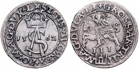 Zygmunt II August 1545-1572, Trojak 1562, Wilno.