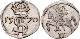 Zygmunt II August 1545-1572, Dwudenar 1570, Wilno.