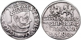 Stefan Batory 1576-1586, Trojak 1580, Ryba, Olkusz.