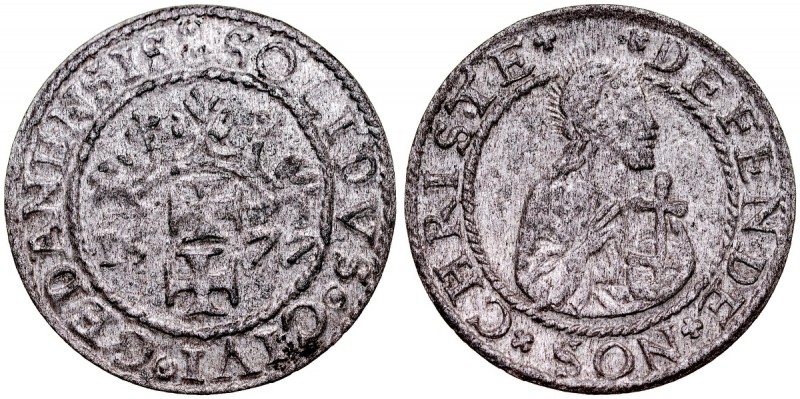 Stefan Batory 1576-1586, Szeląg oblężniczy 1577, Gdańsk. Kop. 7387, Gum. 774, sz...