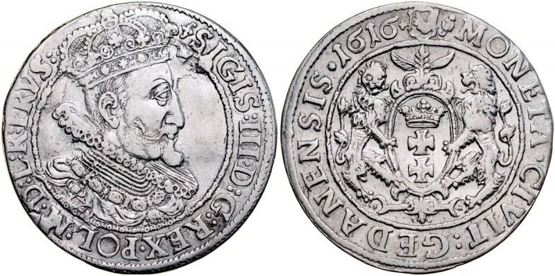 Zygmunt III 1587-1632, Ort 1616, Gdańsk. Kop. 7490, Gum. 1384, połysk blachy.
...