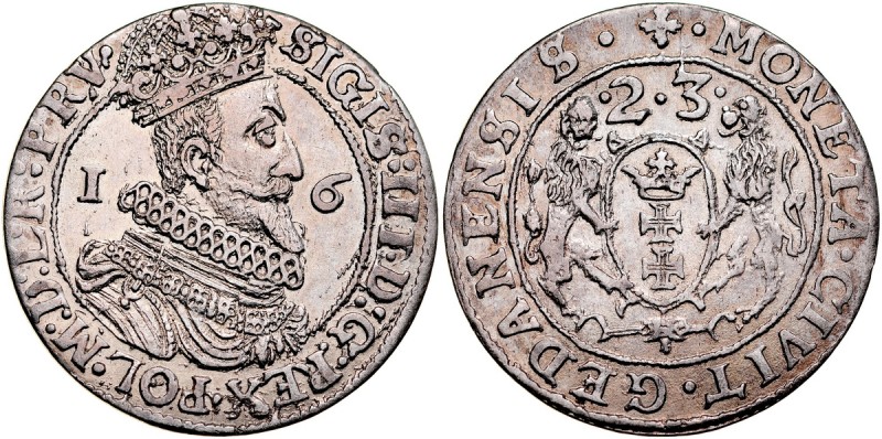 Zygmunt III 1587-1632, Ort 1623, Gdańsk. Kop. 7504, Gum. 1391, atrakcyjna, połys...