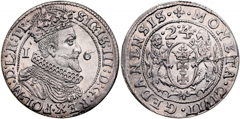 Zygmunt III 1587-1632, Ort 1624, Gdańsk. Kop. 7505, Gum. 1392, piekny połysk men...