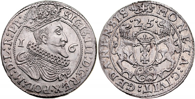 Zygmunt III 1587-1632, Ort 1625, Gdańsk. Kop. 7506, Gum. 1393, piękny egzemplarz...