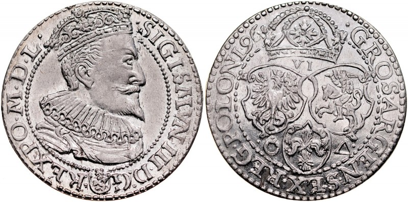 Zygmunt III 1587-1632, Szóstak 1596, Malbork. Kop. 1240, Kurp. 1430, Gum. 1151, ...
