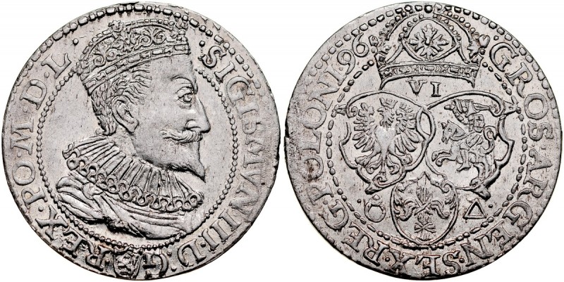 Zygmunt III 1587-1632, Szóstak 1596, Malbork. Kop. 1240, Kurp. 1430, Gum. 1151, ...