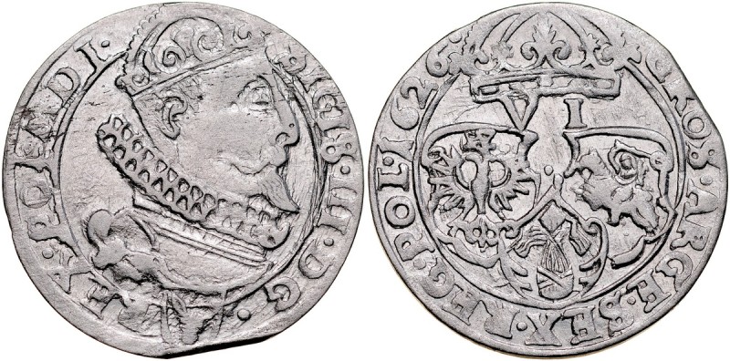 Zygmunt III 1587-1632, Szóstak 1626, Kraków. Kop. 1264, Gum. 1167, ponadprzecięt...