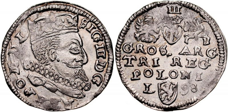 Zygmunt III 1587-1632, Trojak 1598, Lublin. Kop. 1130, Gum. 1090, stan świeżości...