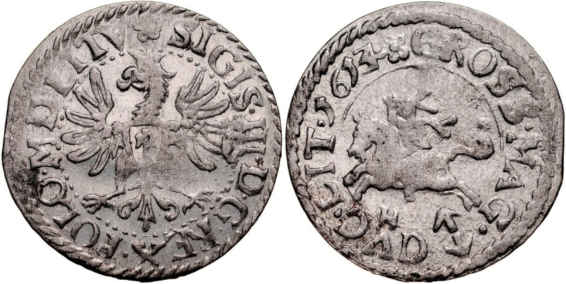 Zygmunt III 1587-1632, Grosz 1614/3, Wilno. Kop. 3496, Ivanauskas 3SV120-25 RRR,...