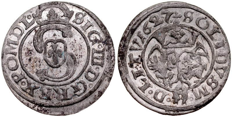 Zygmunt III 1587-1632, Szeląg 1627, Wilno. Kop. 3475, lustro mennicze na całej p...